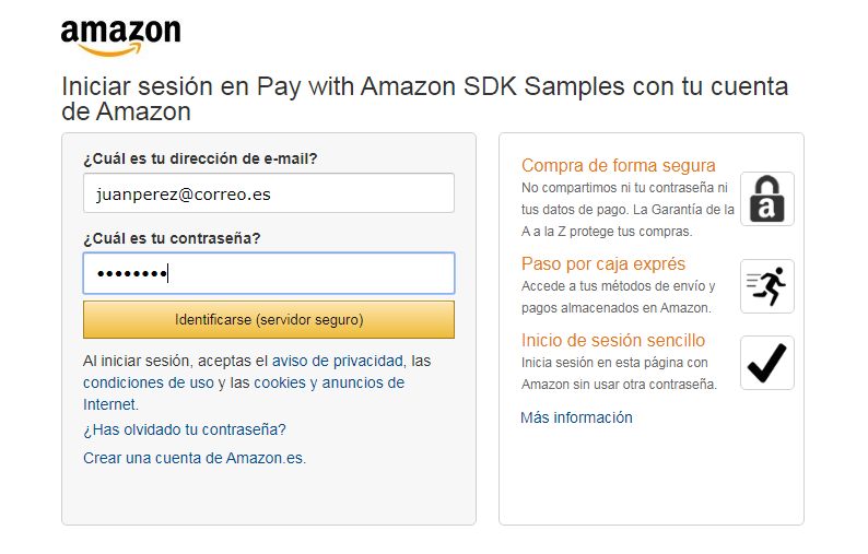 Ejemplo de login con Amazon Pay