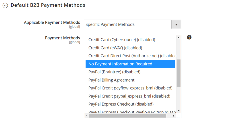 Magento 2 modulo b2b metodos pago